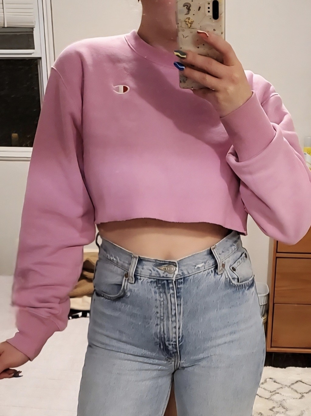 Champion Cropped Crewneck Sweatshirt - Light Pink